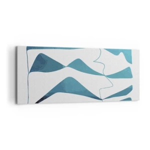 Quadro su tela - Stampe su Tela - Forme astratte nelle tonalità del blu su sfondo bianco - 120x50cm - Astrazione: legame turchese - Decorazione murale moderna per soggiorno e camera da letto ARTTOR