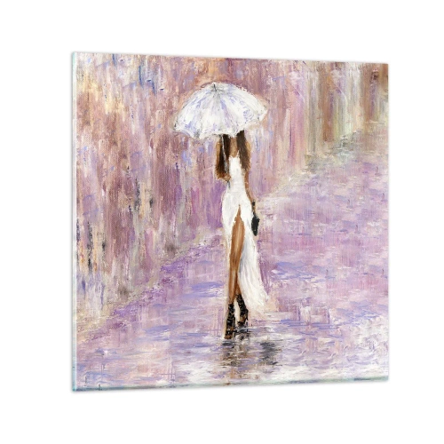Quadro su vetro - Nella pioggia lilla - 40x40 cm