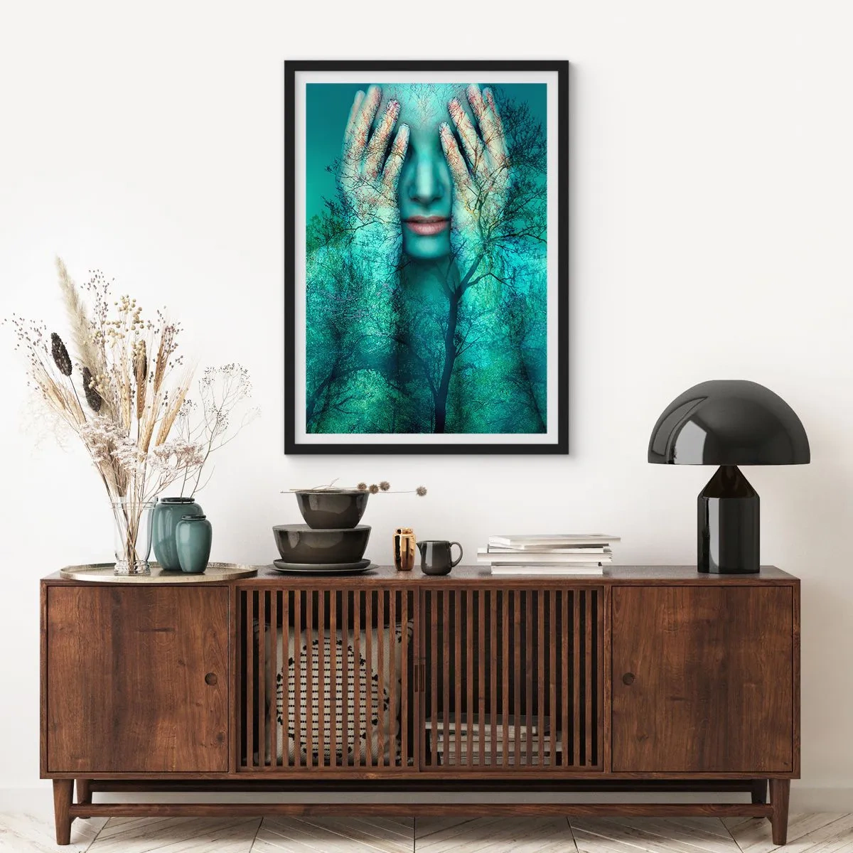 Poster in cornice nera - Immersa nel blu - 70x100 cm