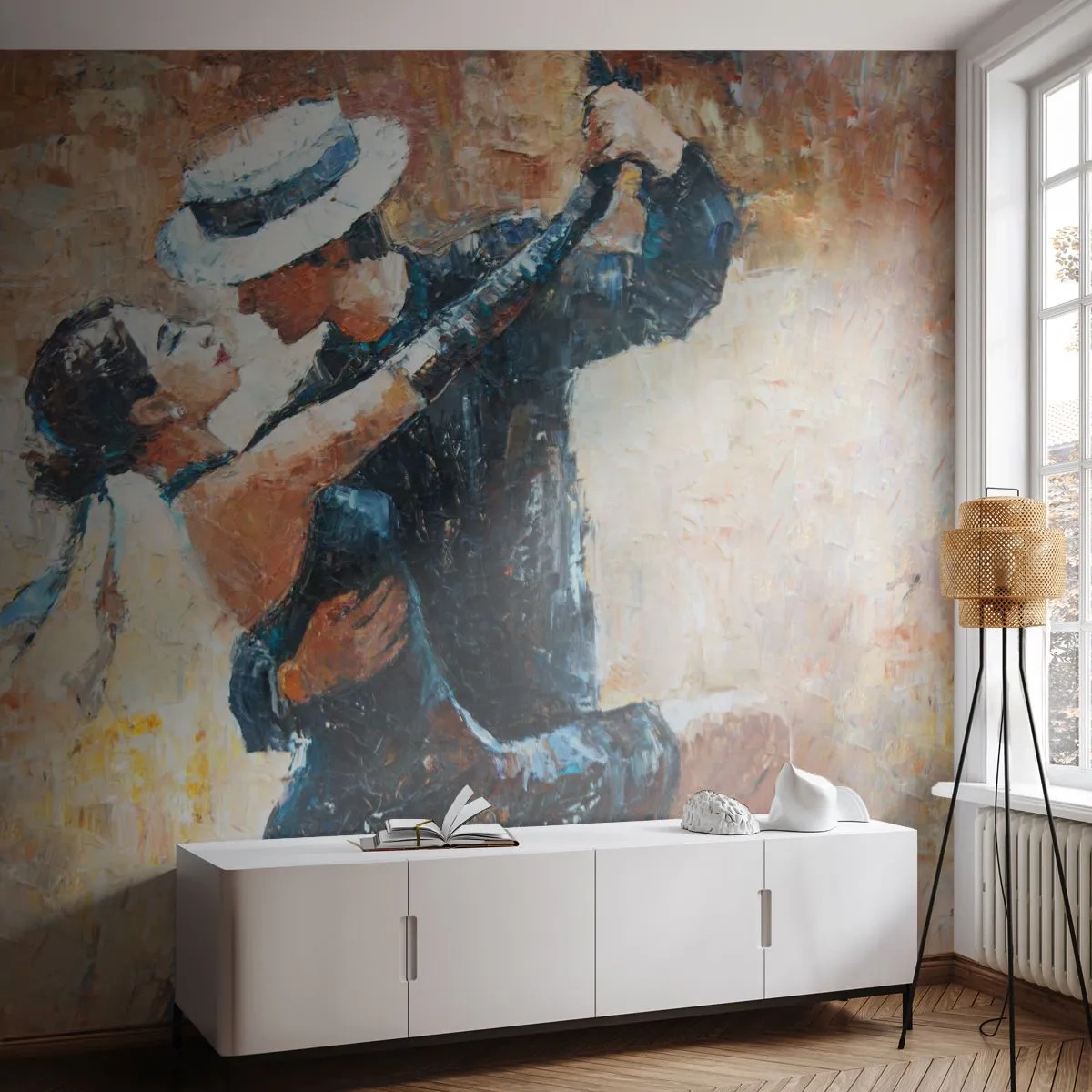 Fotomurali Premium Canvas - Una coppia che balla il tango in uno stile romantico ed elegante - 100x70cm - Alla Rodolfo Valentino - Decorazione murale moderna per soggiorno e camera da letto ARTTOR