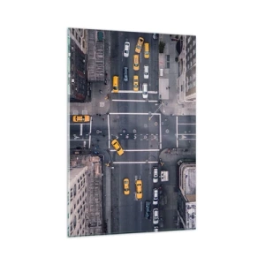 Quadro su vetro - Vista aerea di una trafficata strada cittadina - 80x120cm - Scelta semplice - Decorazione murale moderna per soggiorno e camera da letto ARTTOR