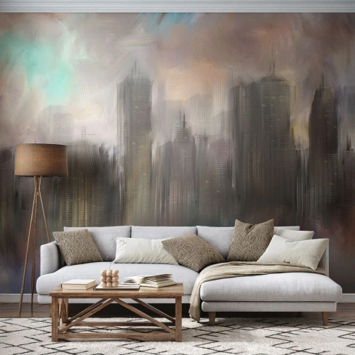 Fotomurali Premium Canvas - Composizione con acciaio, pietra e nebbia - Città, Architettura, Pezzo - 200x140 cm