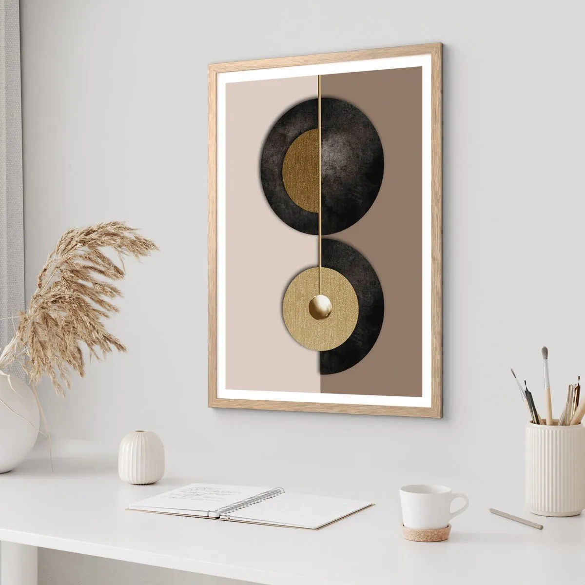 Poster in cornice rovere chiaro - Variazioni attorno al cerchio - 70x100 cm