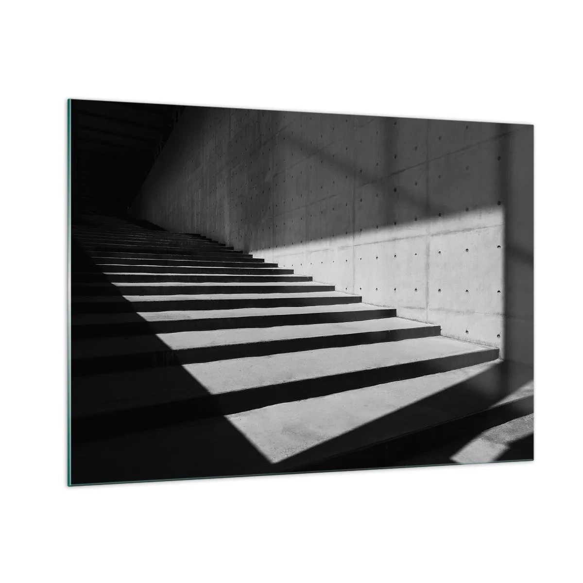 Quadro su vetro - Scale in cemento con luci e ombre nette in stile moderno - 100x70cm - La bellezza severa del modernismo - Decorazione murale moderna per soggiorno e camera da letto ARTTOR