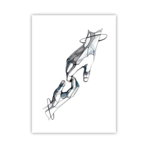 Poster - Mani astratte in una composizione artistica di linee e colori - 50x70cm - Buon gesto - Decorazione murale moderna per soggiorno e camera da letto ARTTOR