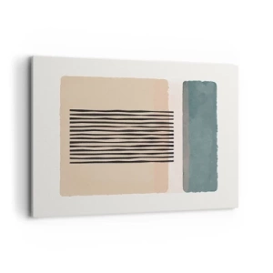 Quadro su tela - Stampe su Tela - Forme geometriche minimaliste nelle tonalità del beige e del verde - 100x70cm - Tutto a posto - Decorazione murale moderna per soggiorno e camera da letto ARTTOR