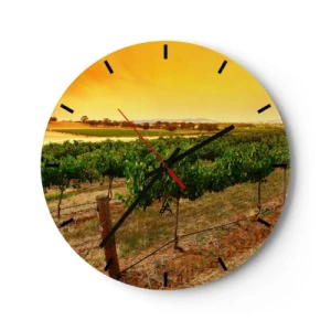 Orologio da parete - Orologio in Vetro - Paesaggio di vigneti al tramonto - 30x30cm - Ubriacarsi di sole - Decorazione murale moderna per soggiorno, cucina e camera da letto ARTTOR