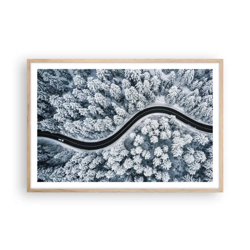 Poster in cornice rovere chiaro - Attraverso il bosco invernale - 91x61 cm