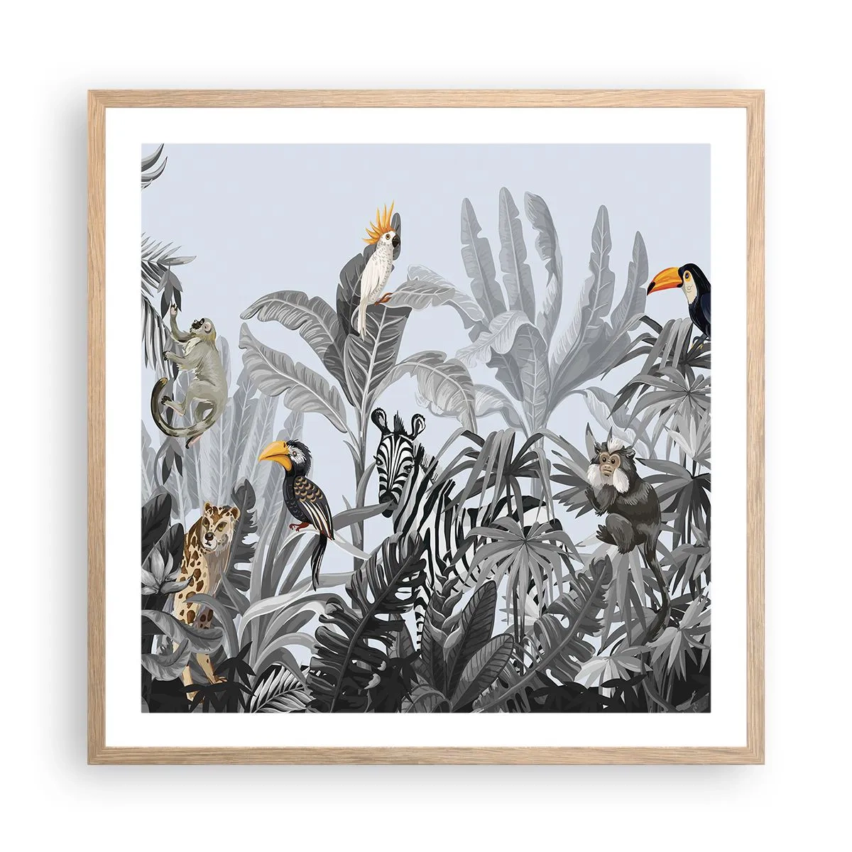 Poster in cornice rovere chiaro - Favola africana - 60x60 cm