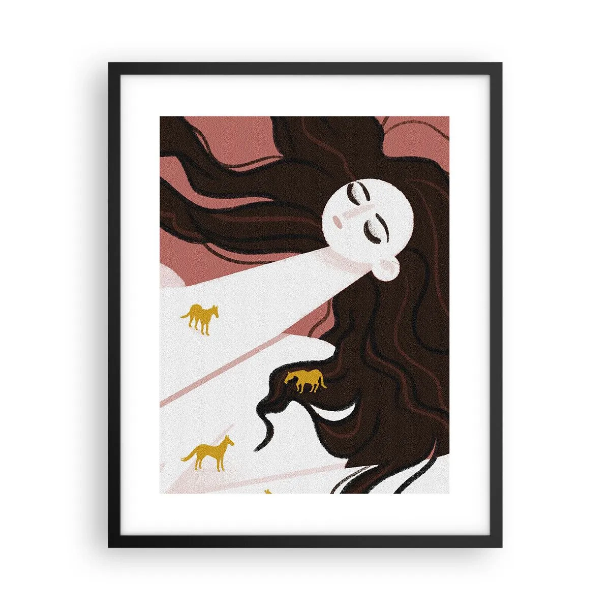 Poster in cornice nera - Il sogno del cavallo d'oro - 40x50 cm