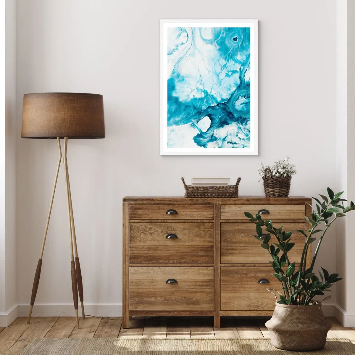 Poster in cornice bianca - Concerto di blu - 70x100 cm