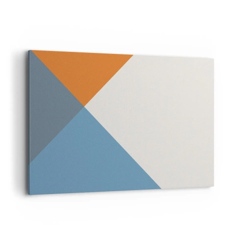 Quadro su tela - Stampe su Tela - Triangoli geometrici nei toni del blu e dell'arancione - 120x80cm - Ad angolo... - Decorazione murale moderna per soggiorno e camera da letto ARTTOR