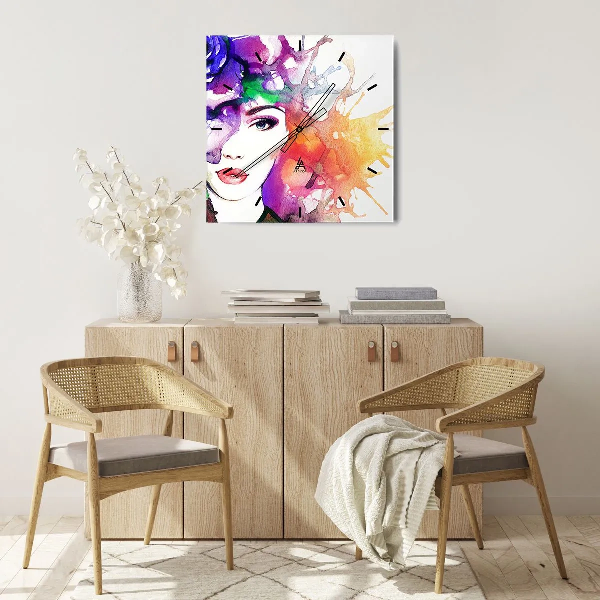 Orologio da parete - Orologio in Vetro - Con la testa tra le nuvole - 30x30 cm