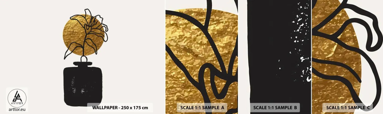 Campione di Fotomurale Adesivo Deluxe Sticker - Bellezza a peso d'oro - Vaso, Fiori, Minimalismo - 100x30 cm