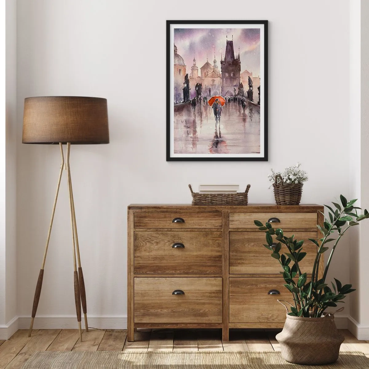 Poster in cornice nera - Una passeggiata romantica sul ponte in una giornata piovosa - 50x70cm - Le persone non cambiano - Decorazione murale moderna per soggiorno e camera da letto ARTTOR