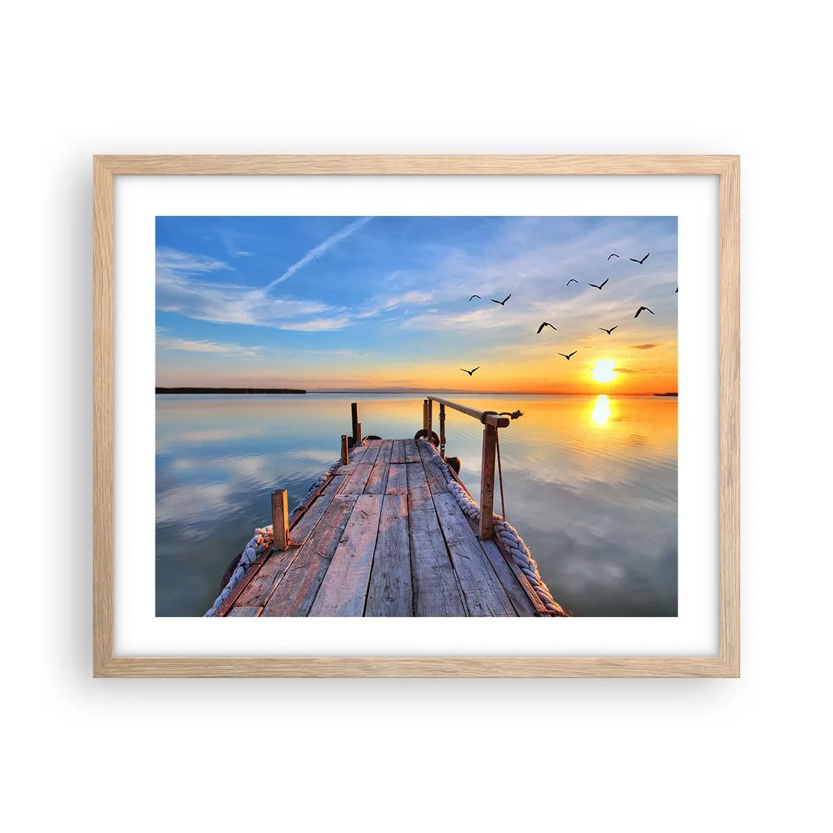 Poster in cornice rovere chiaro - Camminando verso il sole - 50x40 cm