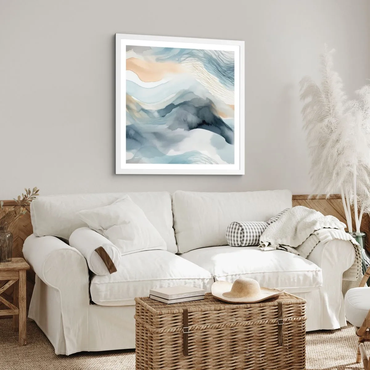 Poster in cornice bianca - Astrazione nevosa e nebbiosa - 40x40 cm