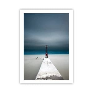 Poster - Un faro alla fine del molo in stile minimalista - 50x70cm - Incontrando l'infinito - Decorazione murale moderna per soggiorno e camera da letto ARTTOR