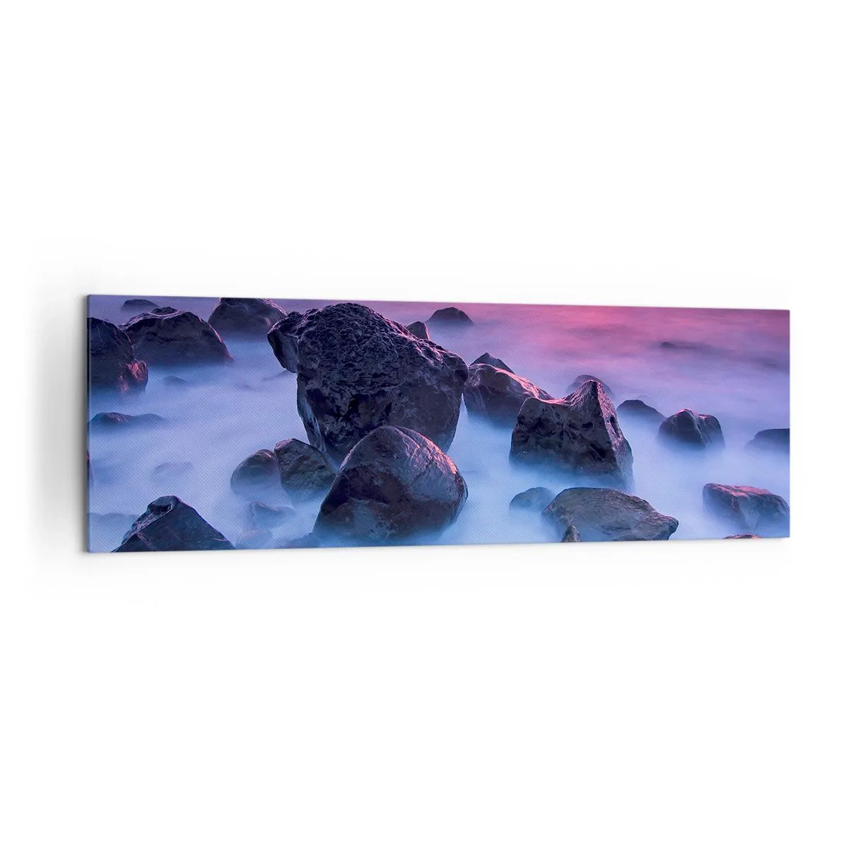 Quadro su tela - Stampe su Tela - Costa rocciosa al tramonto - 160x50cm - Nascita nella luce e nella nebbia - Decorazione murale moderna per soggiorno e camera da letto ARTTOR
