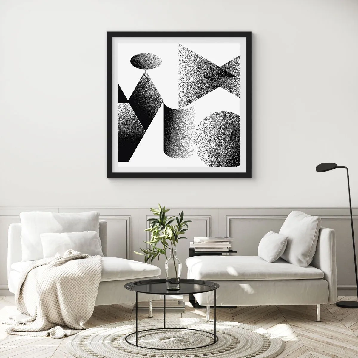 Poster in cornice nera - Angoli e ovali - 30x30 cm