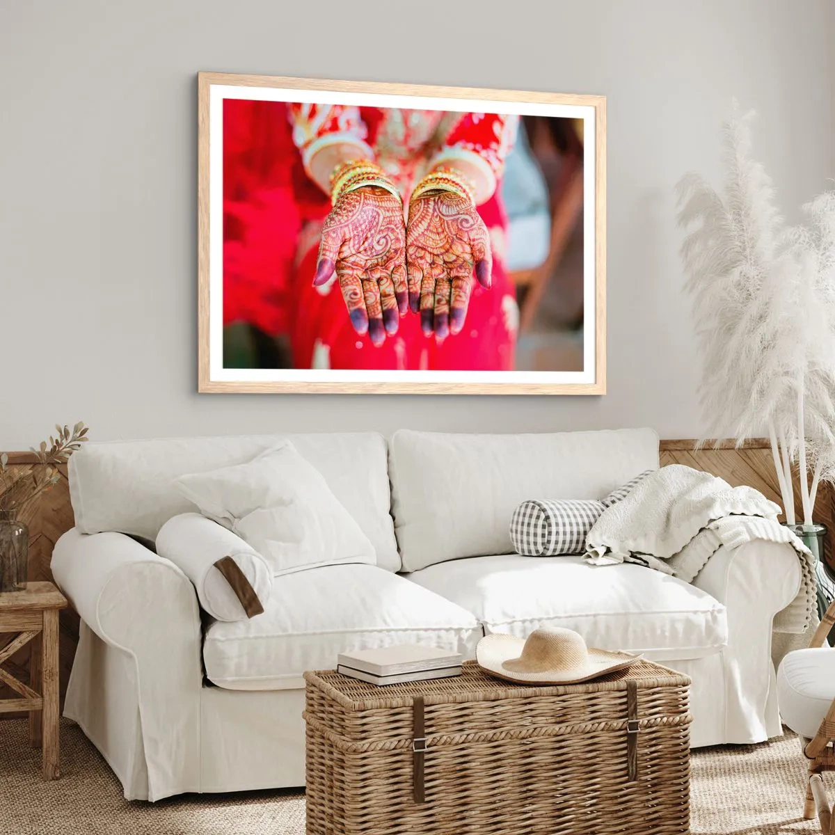 Poster in cornice rovere chiaro - Pronta ad afferrare la fortuna - 100x70 cm