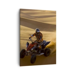 Quadro su tela - Stampe su Tela - Un motociclista su un quad sfreccia tra le dune di sabbia del deserto - 50x70cm - Sulle onde della sabbia - Decorazione murale moderna per soggiorno e camera da letto ARTTOR