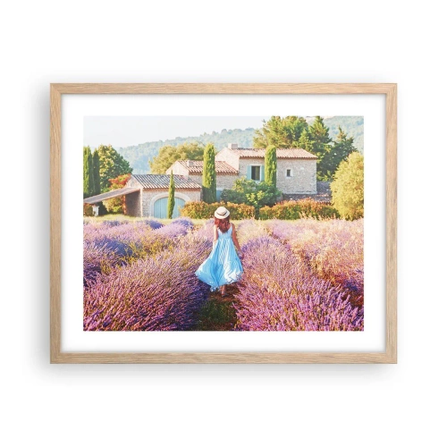 Poster in cornice rovere chiaro - La ragazza nella lavanda - 50x40 cm