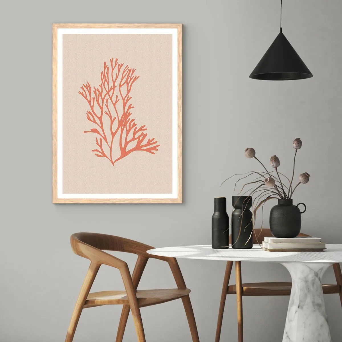 Poster in cornice rovere chiaro - Filigrana di corallo - 30x40 cm