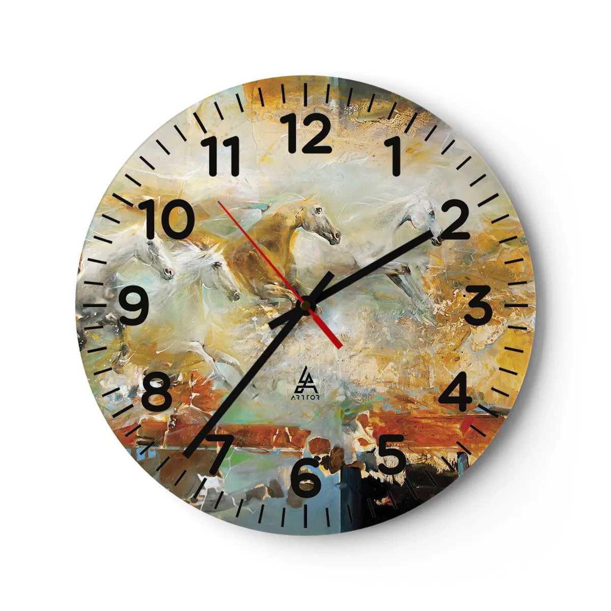 Orologio da parete - Orologio in Vetro - Al galoppo attraverso la luce - 40x40 cm
