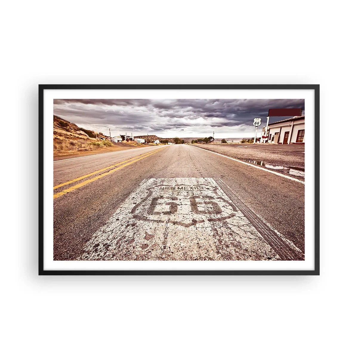 Poster in cornice nera - La Route 66: una leggenda americana - 91x61 cm