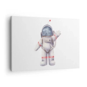 Quadro su tela - Stampe su Tela - Astronauta in stile acquerello su sfondo bianco - 70x50cm - Ci vediamo! - Decorazione murale moderna per soggiorno e camera da letto ARTTOR