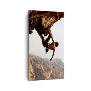 Quadro su tela - Stampe su Tela - Il mondo ristretto in una mano sul bordo del masso - 45x80 cm