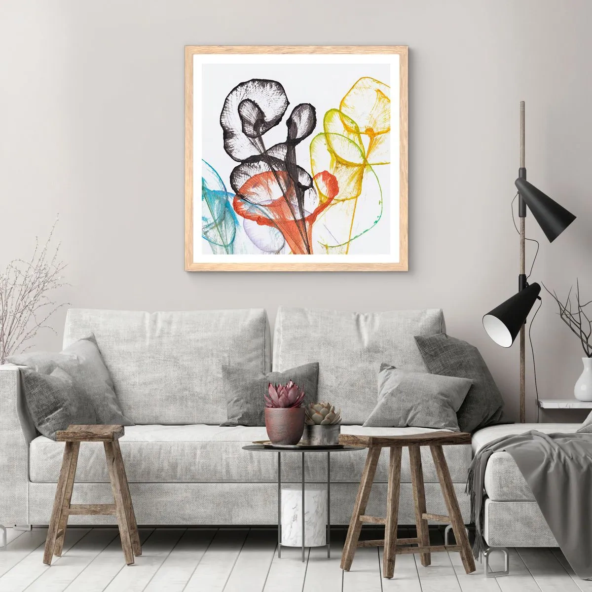 Poster in cornice rovere chiaro - Fiori con l'anima - 30x30 cm