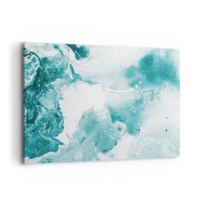 Quadro su tela - Stampe su Tela - Astrazione nei toni del blu con delicati accenti di bianco - 120x80cm - Palude blu - Decorazione murale moderna per soggiorno e camera da letto ARTTOR