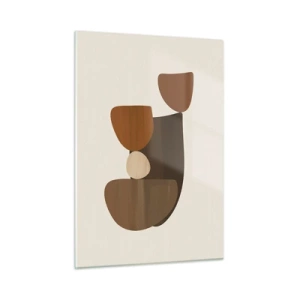 Quadro su vetro - Composizione astratta nei toni del marrone e del beige - 50x70cm - Composizione in marrone - Decorazione murale moderna per soggiorno e camera da letto ARTTOR