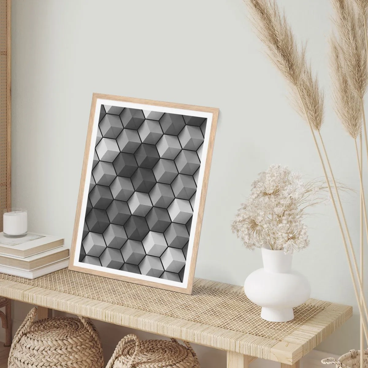 Poster in cornice rovere chiaro - Puzzle cubista - 50x70 cm