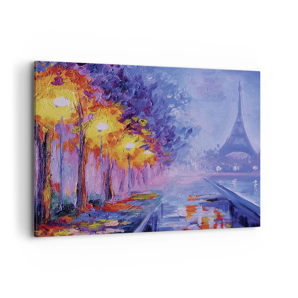 Quadro su tela - Stampe su Tela - Un viale con lampioni a Parigi con la Torre Eiffel sullo sfondo - 100x70cm - Passeggiata da sogno - Decorazione murale moderna per soggiorno e camera da letto ARTTOR