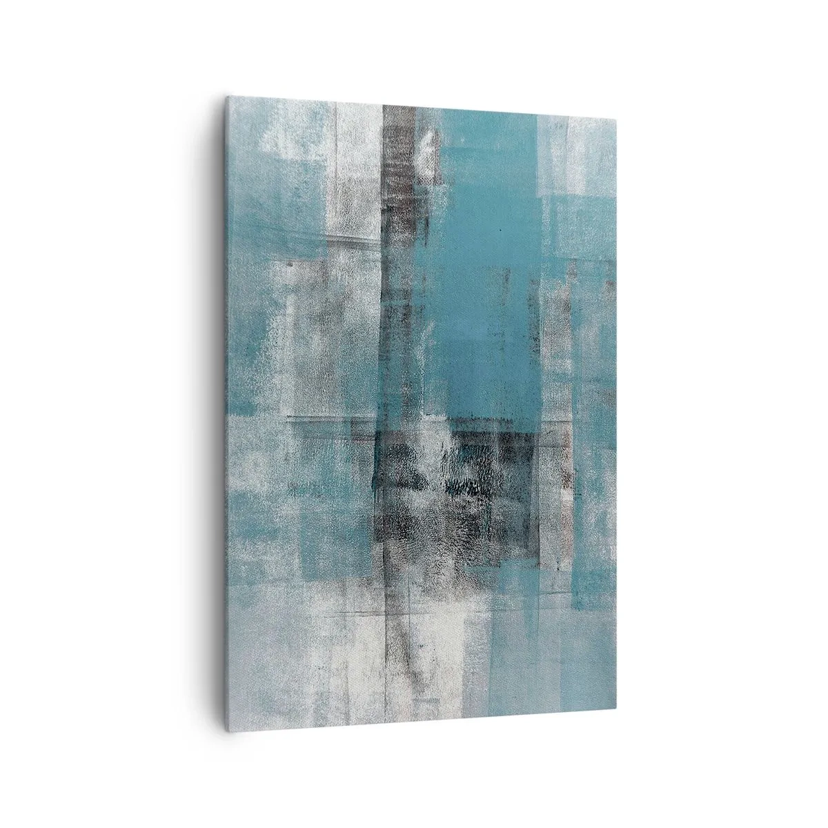 Quadro su tela - Stampe su Tela - Una composizione astratta nelle tonalità del blu con texture e strati. - 70x100cm - Acqua e aria - Decorazione murale moderna per soggiorno e camera da letto ARTTOR