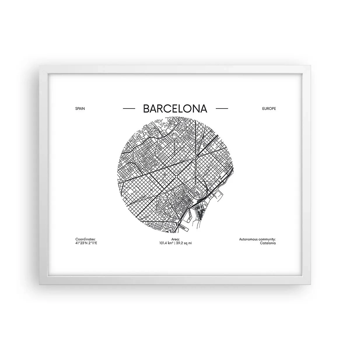 Poster in cornice bianca - Anatomia di Barcellona - 50x40 cm