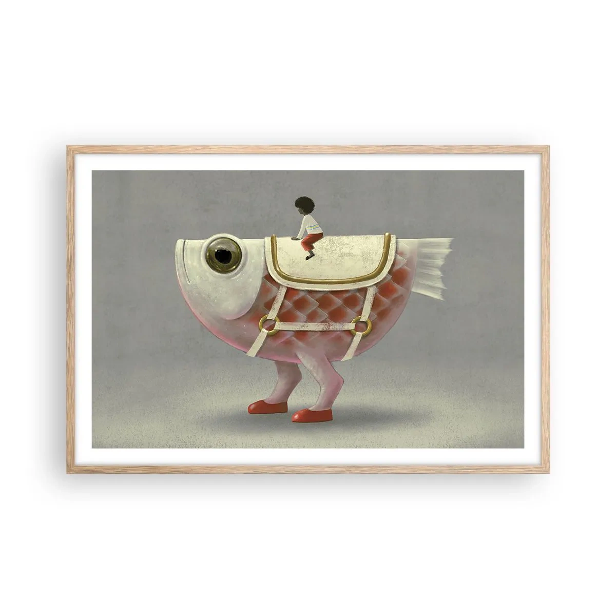 Poster in cornice rovere chiaro - Il cavaliere del pesce - 91x61 cm
