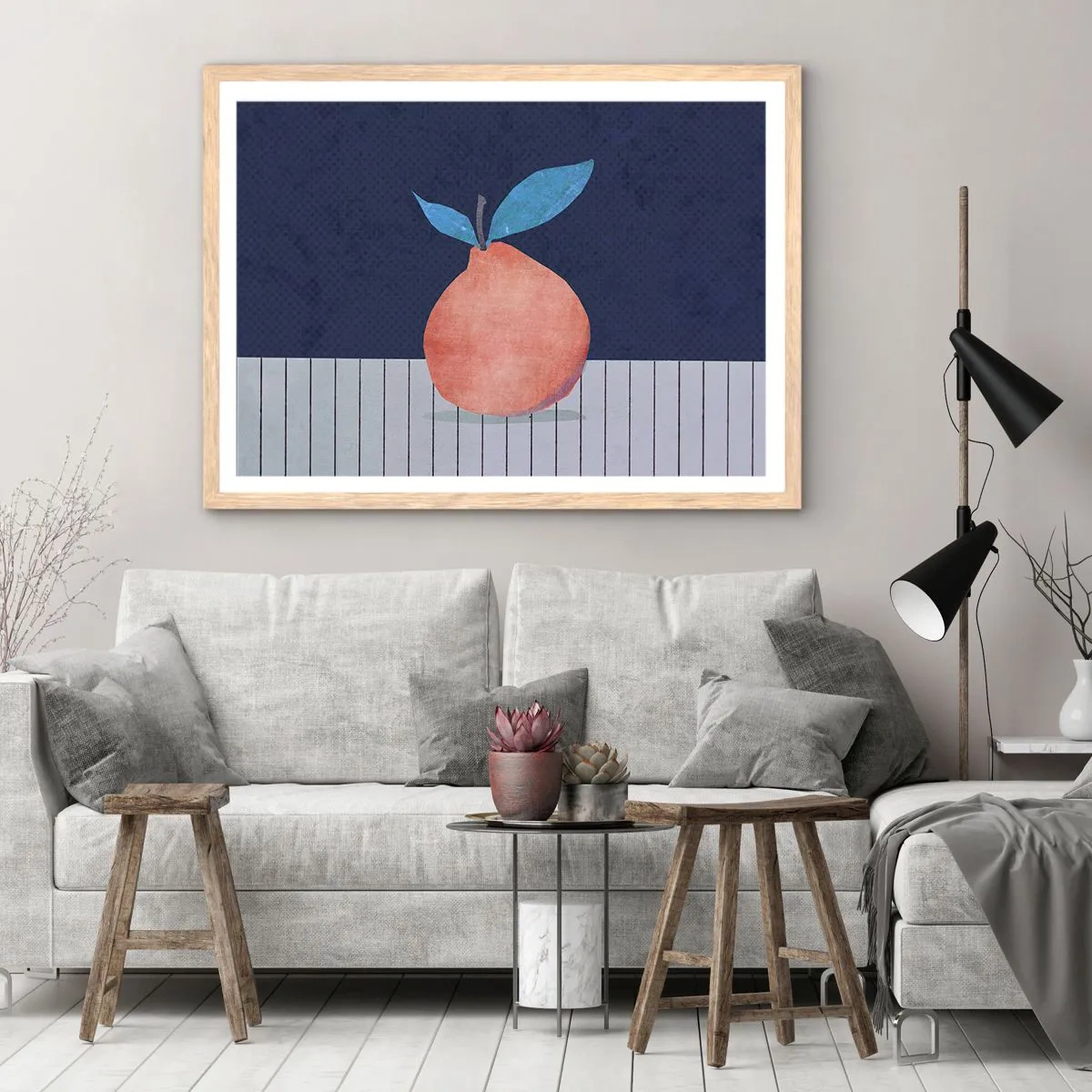 Poster in cornice rovere chiaro - Convessità e piano - 100x70 cm