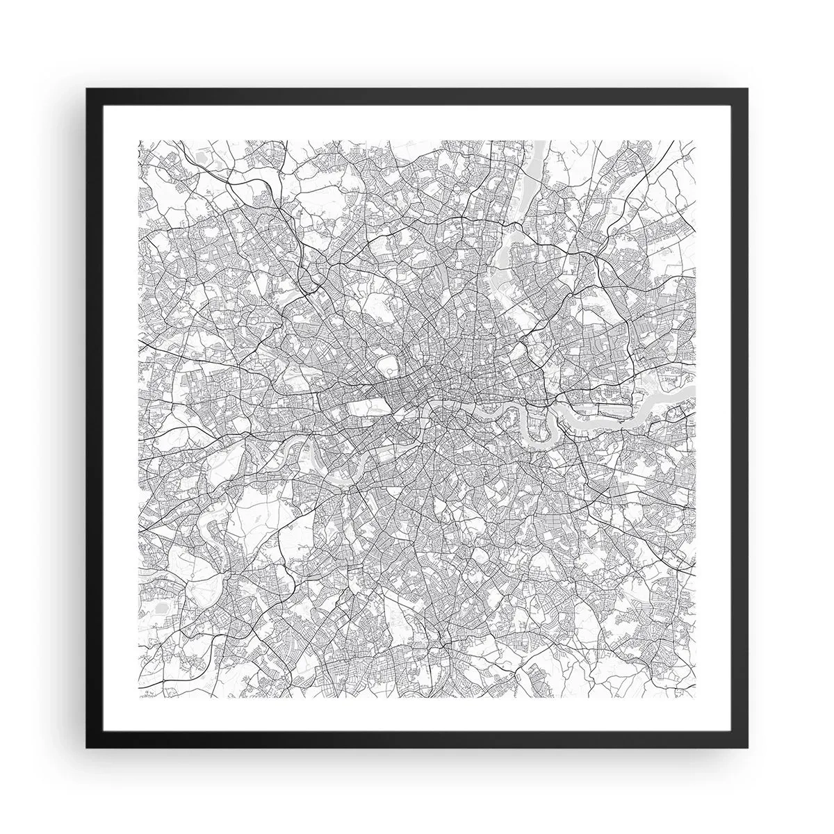 Poster in cornice nera - Mappa del labirinto di Londra - 60x60 cm