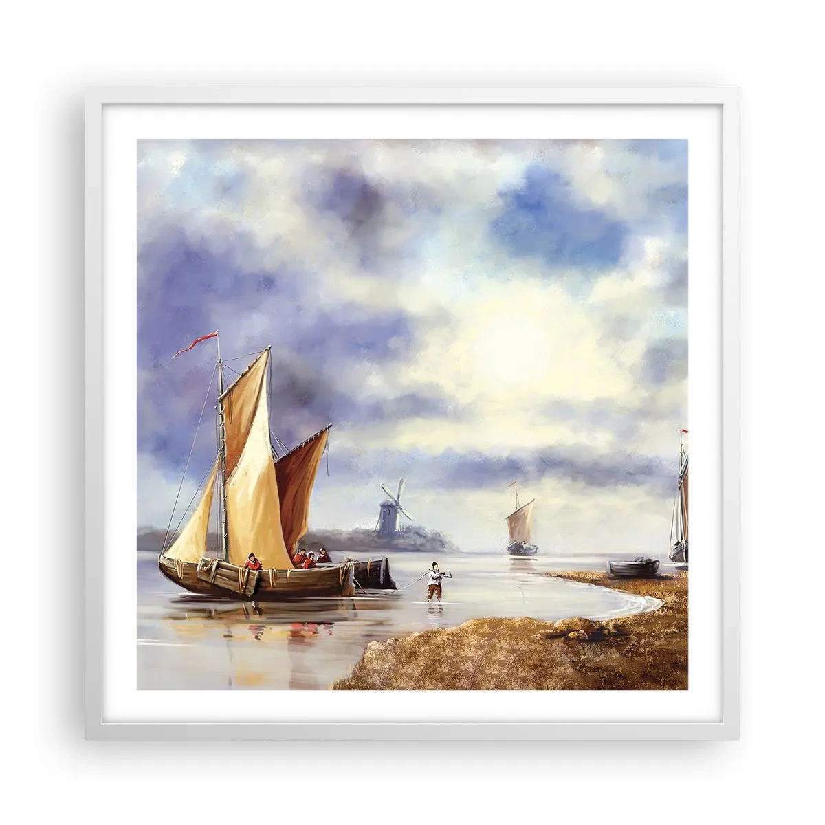 Poster in cornice bianca - Il ritorno dei marinai - 60x60 cm