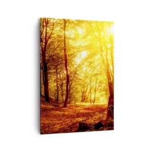 Quadro su tela - Stampe su Tela - Radura autunnale alla luce dorata del sole con un sentiero nel bosco - 50x70cm - Verso la radura dorata - Decorazione murale moderna per soggiorno e camera da letto ARTTOR