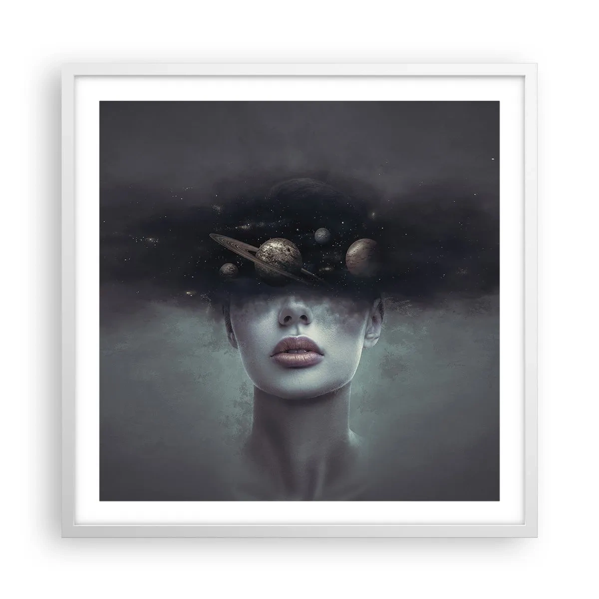 Poster in cornice bianca - E i pianeti folleggiano... - 60x60 cm