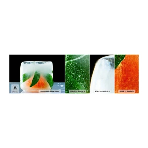 Campione di Fotomurale Adesivo Deluxe Sticker - Freschezza e rinfresco - Cubetto di ghiaccio, Arancia, Foglia di menta - 100x30 cm