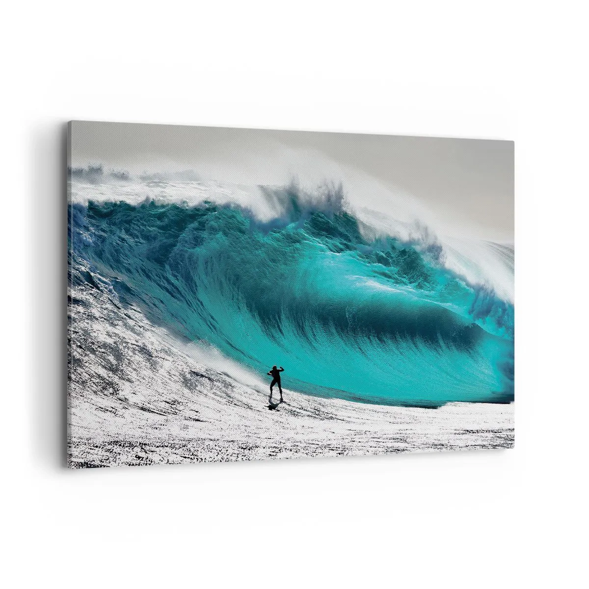 Quadro su tela - Stampe su Tela - Surfista di fronte a un'onda enorme - 100x70cm - Sfida accettata - Decorazione murale moderna per soggiorno e camera da letto ARTTOR