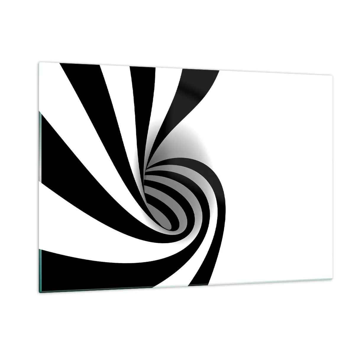 Quadro su vetro - Spirale astratta in bianco e nero dalla forma dinamica - 120x80cm - Eppur si muove - Decorazione murale moderna per soggiorno e camera da letto ARTTOR