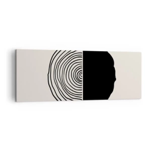 Quadro su tela - Stampe su Tela - Un motivo astratto in bianco e nero ispirato a una sezione trasversale di legno con una divisione geometrica. - 140x50cm - A metà - Decorazione murale moderna per soggiorno e camera da letto ARTTOR