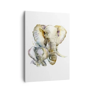 Quadro su tela - Stampe su Tela - Elefanti acquerellati in colori tenui - 50x70cm - Con mamma: il posto migliore - Decorazione murale moderna per soggiorno e camera da letto ARTTOR